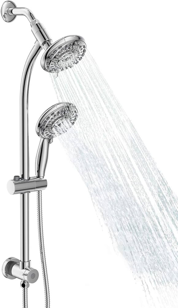 Handheld Showerhead & Rain Shower Combo for Easy Reach, 27.5" Drill-free Stainless Steel Slide Ba... | Amazon (US)