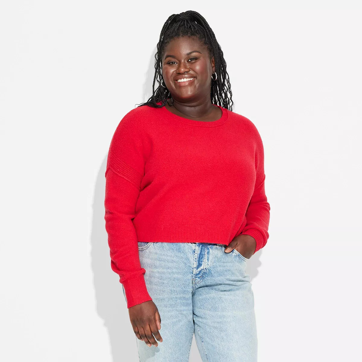 Women's Crewneck Value Pullover Sweater - Wild Fable™ Red Pop 1X | Target