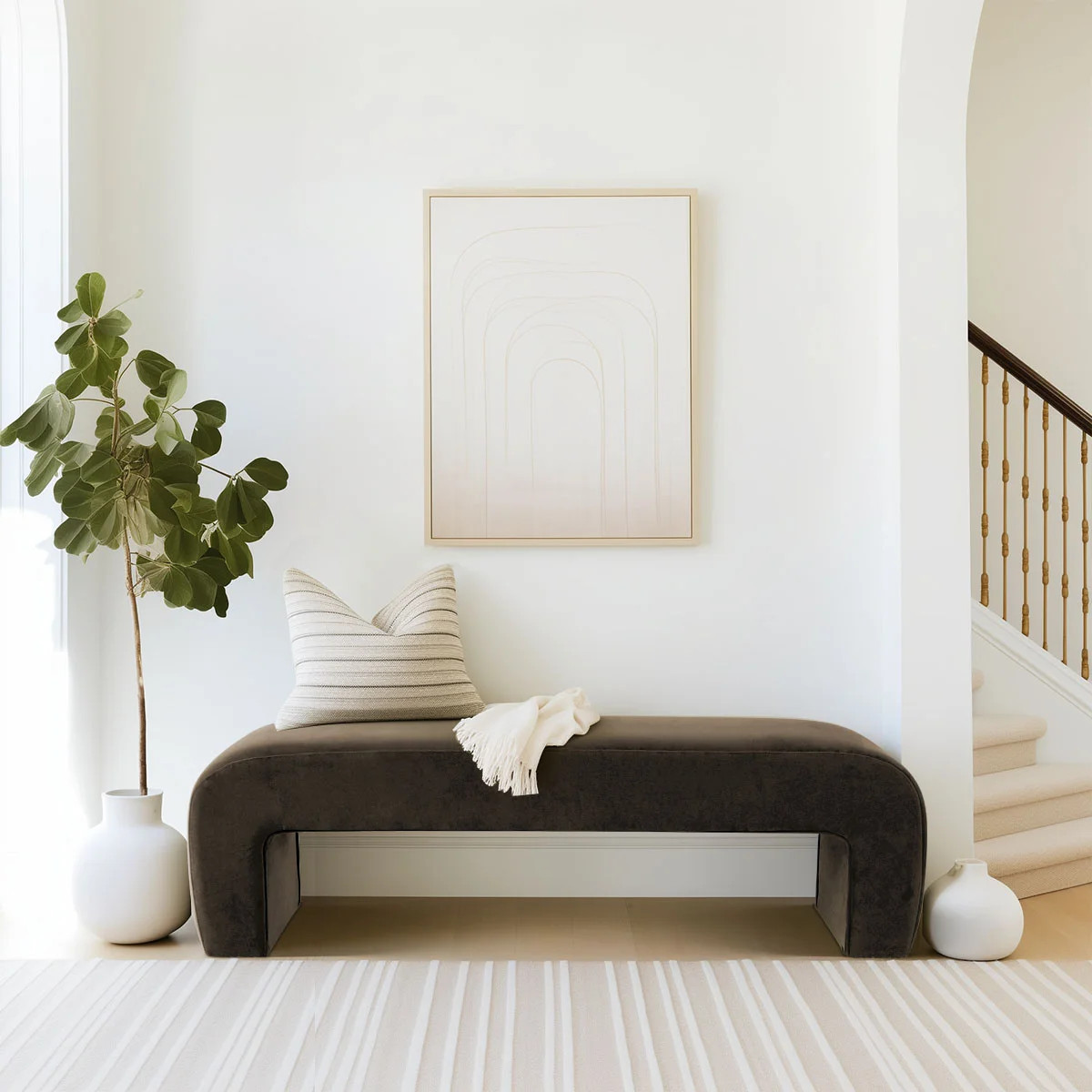 Floranda 60" Fully Velvet Upholstered Waterfall Entryway Bedroom Bench | Wayfair North America