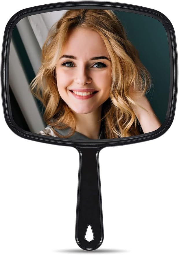 MIRRORNOVA Hand Mirror, Barber Hairdressing Handheld Mirror with Handle for Salon, Square, Black,... | Amazon (US)