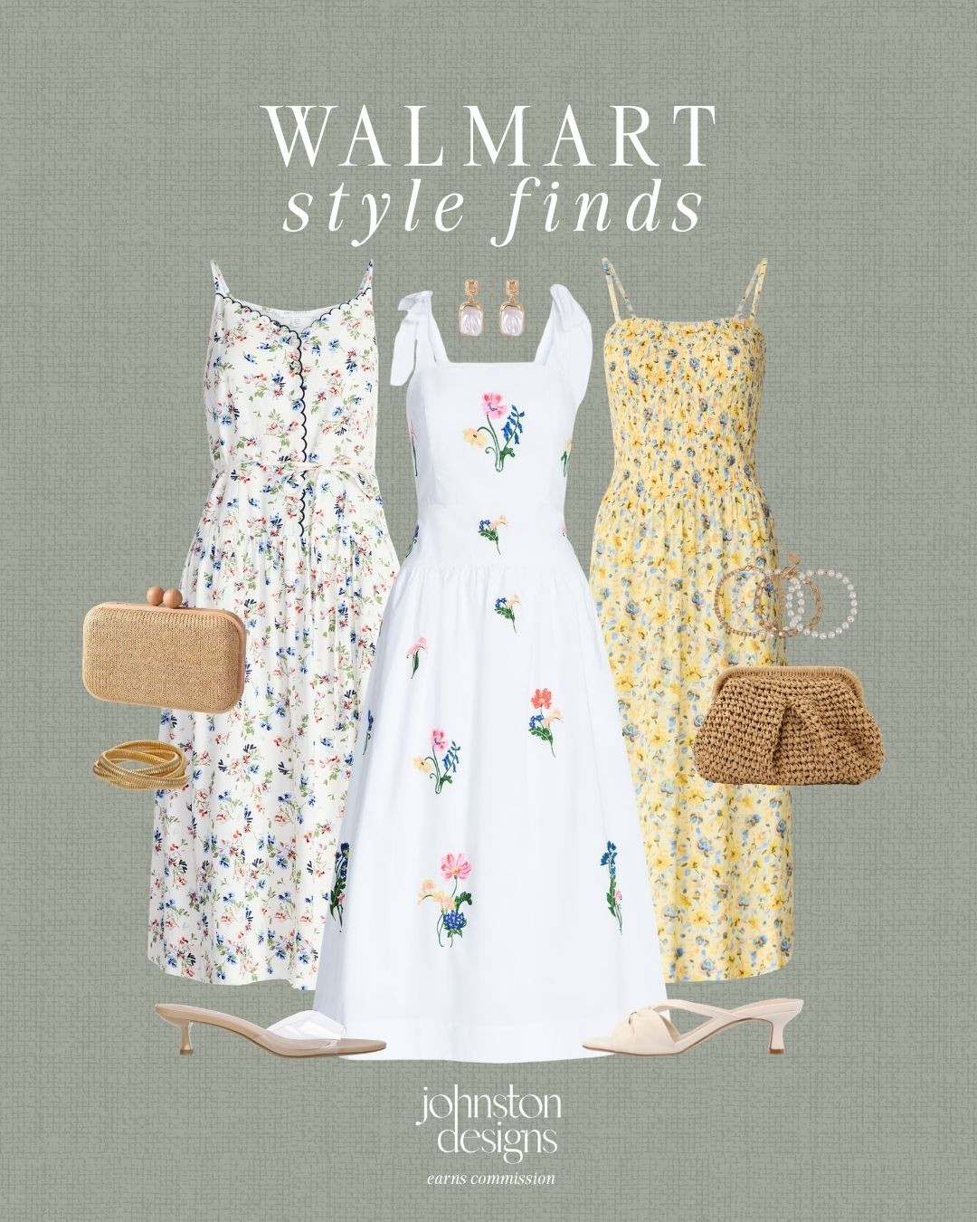 Walmart style finds with pretty floral dresses and woven accessories for a feminine summer look. 🌼

Walmart style finds, summer dresses, floral dress, outfit inspo, affordable fashion, woven clutch, straw bag, gold jewelry, pearl hoops, white heels, vacation look, brunch outfit, feminine style 

 #LTKootd #LTKSeasonal