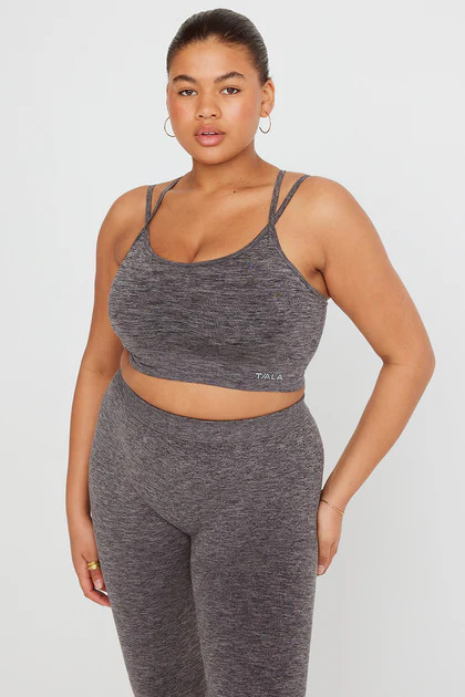 SCULPT SEAMLESS STRAPPY SPORTS BRA - CHARCOAL MARL | TALA (UK)