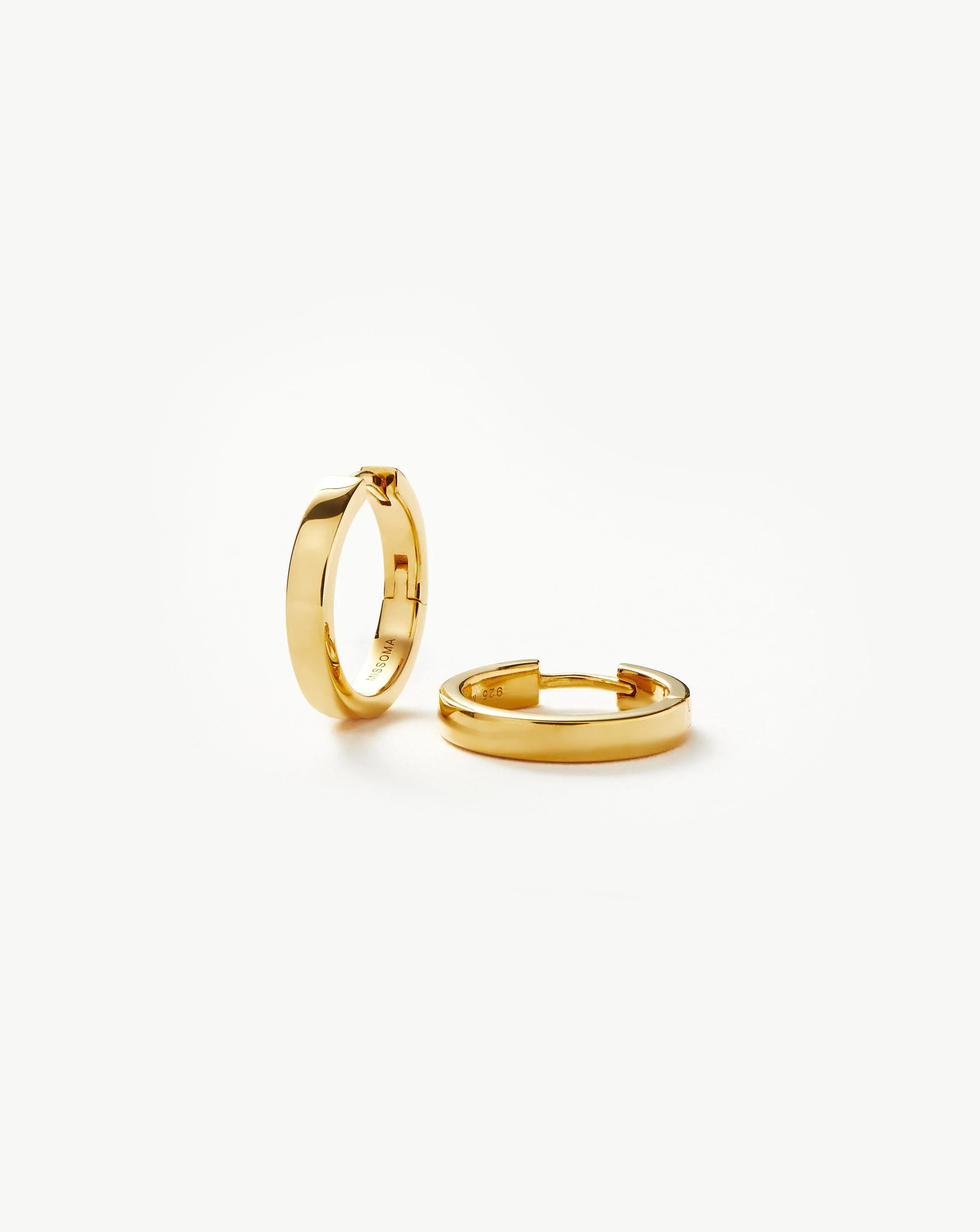Classic Flat Small Hoop Earrings | 18ct Gold Plated Vermeil Earrings | Missoma