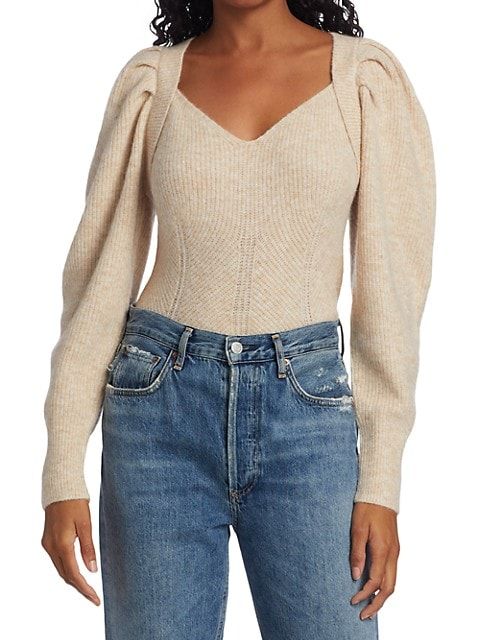 Georgia Ribbed Puff-Sleeve Sweater | Saks Fifth Avenue