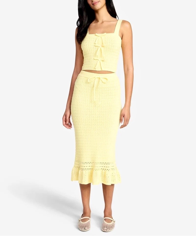 Some outfits just feel like summer… and this crochet set is one of them.
100% cotton, soft crochet stitch, and the cutest ruffle skirt. Easy, feminine, and perfect for warm days.
Now I just need a beach somewhere. ☀️
It comes in yellow or white

#LTKSpringSale #LTKootd #LTKgrwm