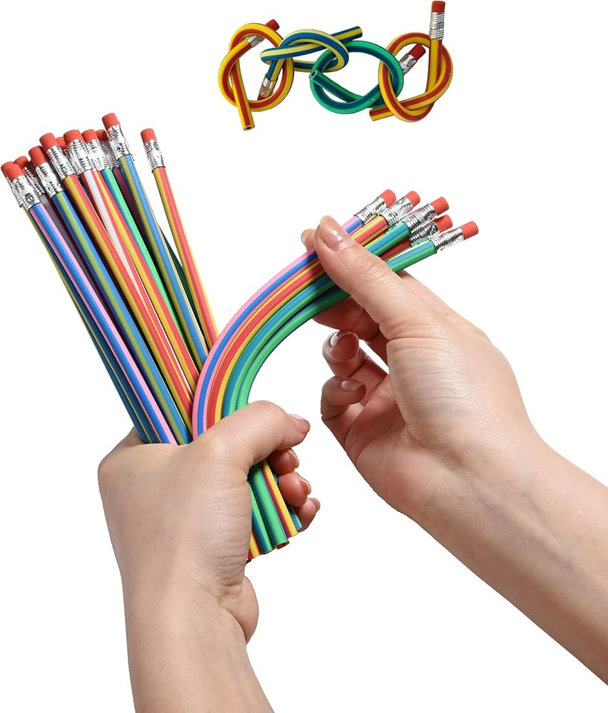 40PCS Colorful Stripe Flexible Bendable Pencils,Soft Bendy Magic Bending Pencils with Erasers for... | Amazon (US)