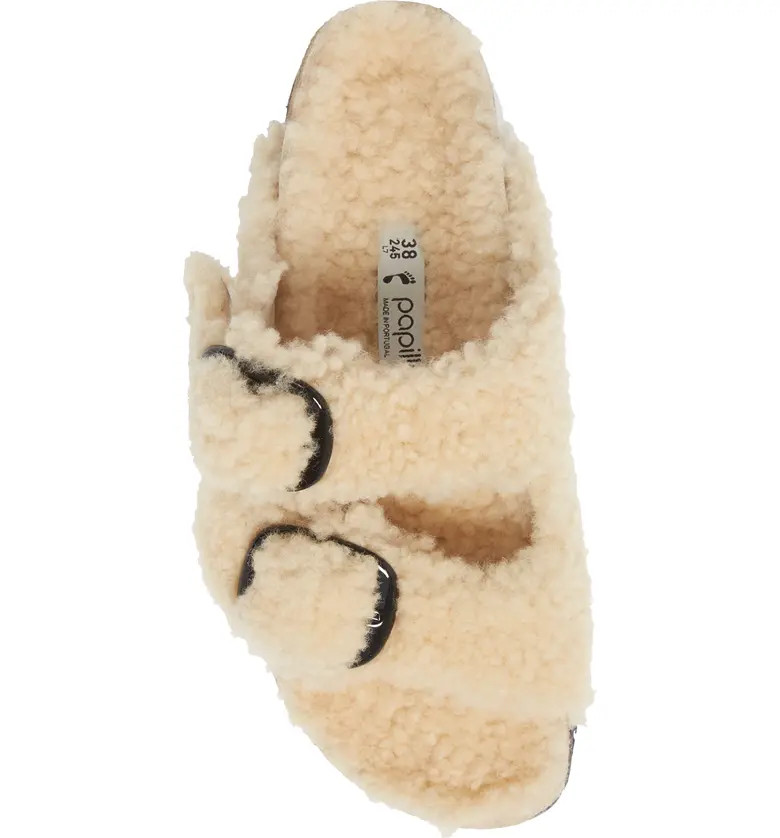 Birkenstock Papillio by Birkenstock Arizona Big Buckle Genuine Shearling Slide Sandal | Nordstrom | Nordstrom