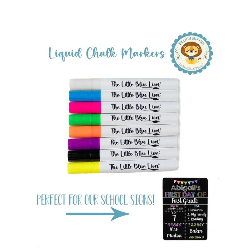 Liquid Chalk Markers for the Little Blue Lion Reusable First and Last Day of School Signs - Etsy | Etsy (US)