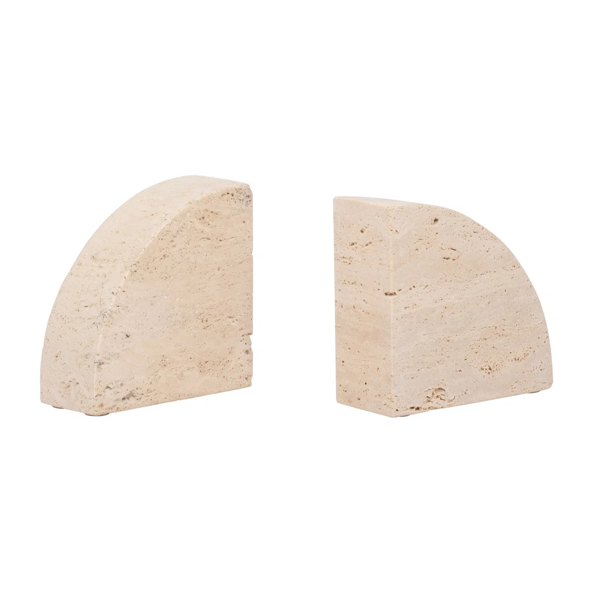 Terra Elegant Travertine Stone Half Dome Bookends, Tan - Enrich Your Reading Space with Natural S... | Wayfair North America