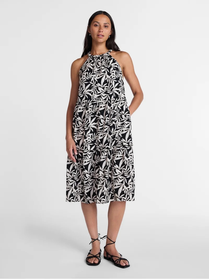 Time and Tru Women's Braided Halter Midi Dress, Sizes XS-XXXL | Walmart (US)