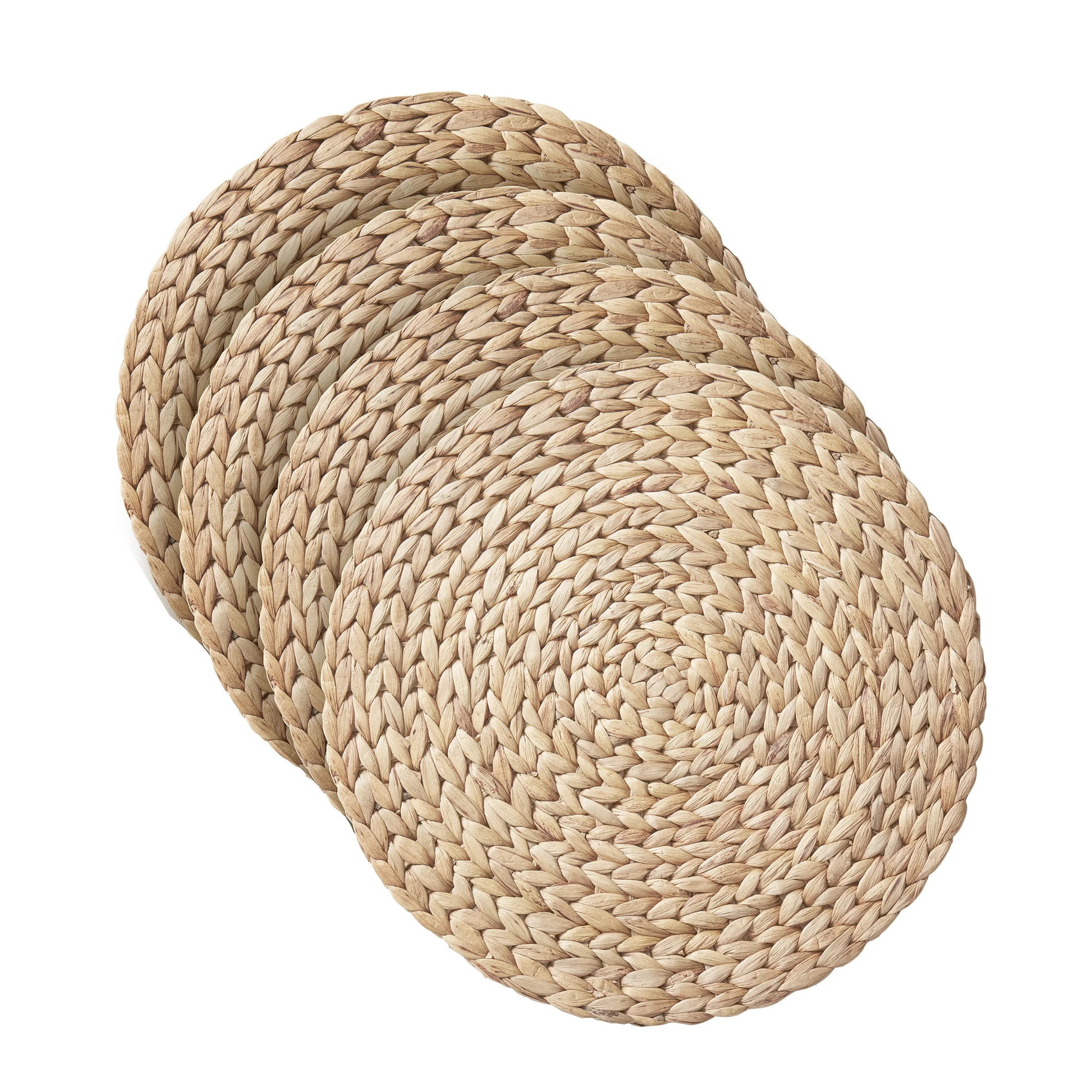 Better Homes & Gardens Natural Water Hyacinth 15" Round Placemats, 4 Pack - Walmart.com | Walmart (US)