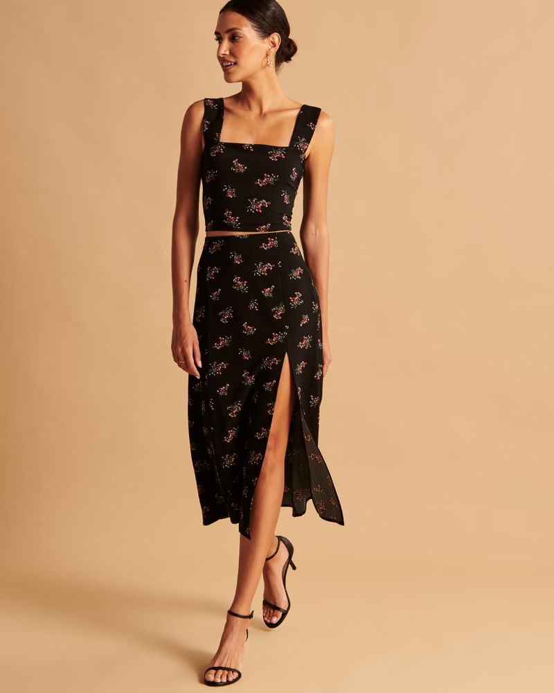 Women's High-Slit Flirty Midi Skirt | Women's Bottoms | Abercrombie.com | Abercrombie & Fitch (US)