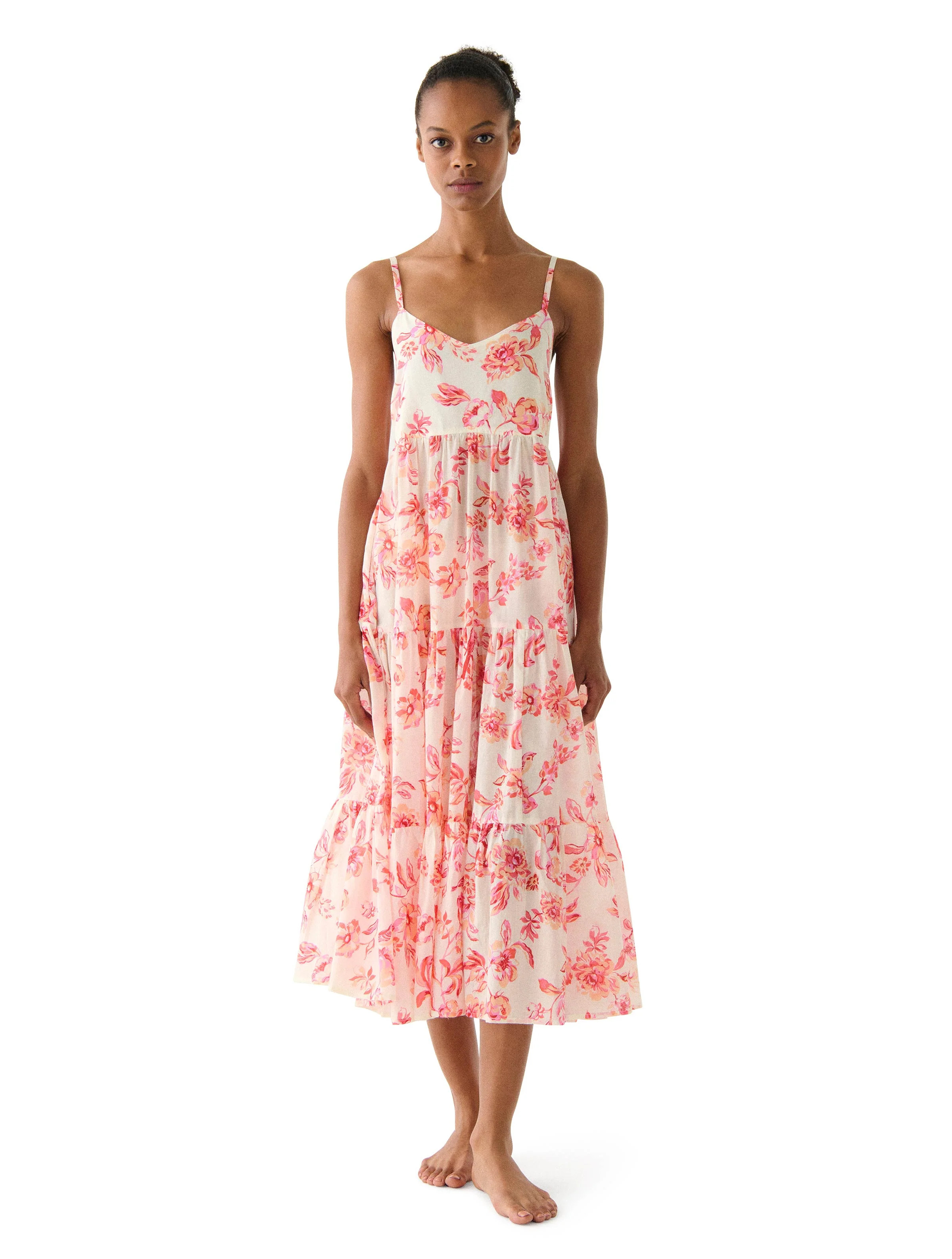 kate spade new york Tiered V-Neck Mesh Cover Up Dress - Floral Toile | Beach2Ocean