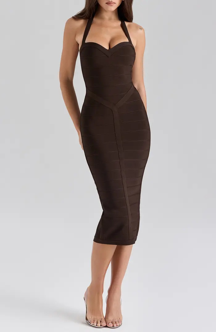The Supermodel Halter Neck Bandage Midi Dress | Nordstrom