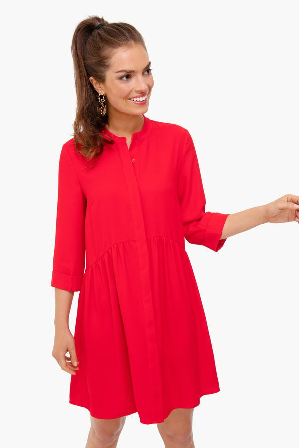 Red Silk Royal Shirt Dress | Tuckernuck