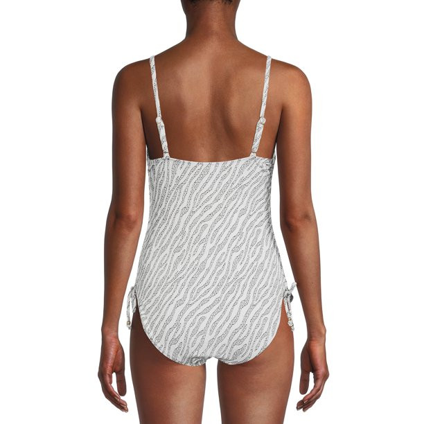 Time and Tru Women's Zebra Jacquard One Piece Swimsuit | Walmart (US)