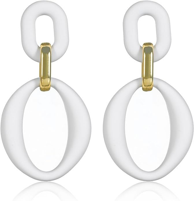 70s Earrings for Women Retro Earrings Acrylic White Earrings for Women Dangle Disco Earrings 70s ... | Amazon (US)