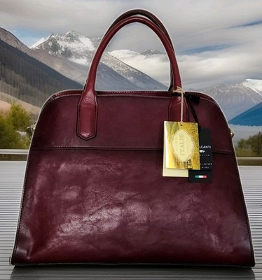 🌞CAVALCANTI ITALIAN DESIGNER BURGUNDY BURNISHED LEATHER LARGE TOTE BAG🌺NWT! | eBay US
