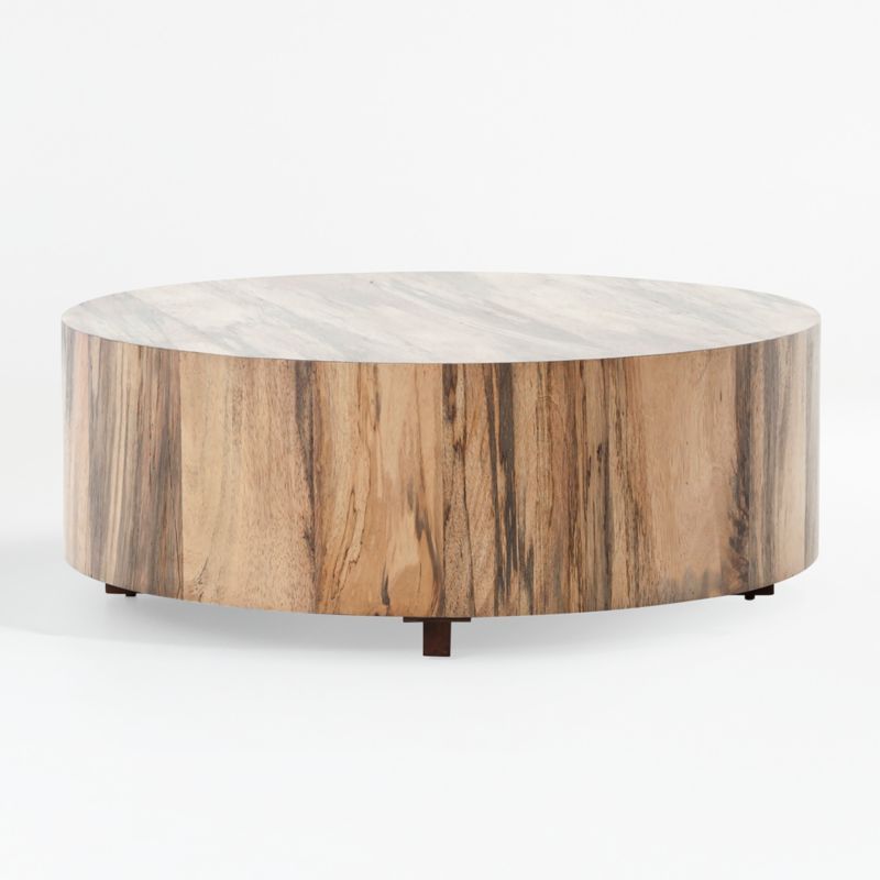 Dillon Spalted Primavera Round Wood Coffee Table + Reviews | Crate & Barrel | Crate & Barrel