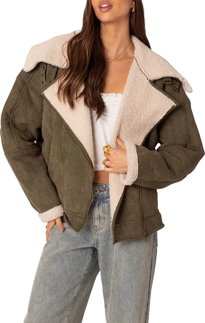 EDIKTED Oversize Faux Shearling & Faux Suede Jacket | Nordstrom | Nordstrom