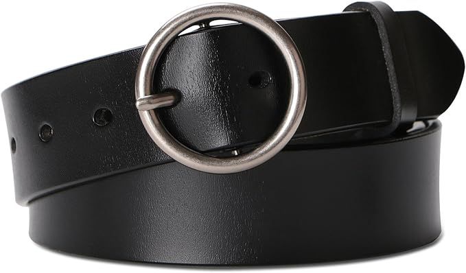 Fashion Women Leather Belt for Dresses Jeans Pants With Classic Round Buckle By SUOSDEY | Amazon (US)