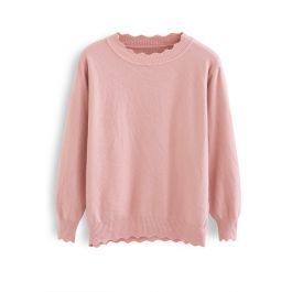 Ribbed Fuzzy Soft Knit Sweater in Pink | Chicwish