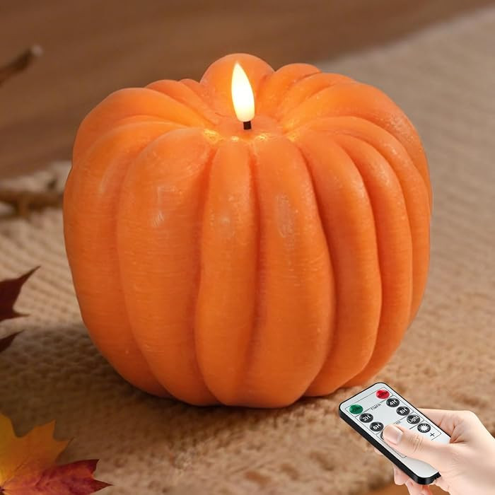 Flameless Pumpkin Candles with Timer - Fall Home Decor Indoor, LED Light Up Pumpkins for Mantel T... | Amazon (US)