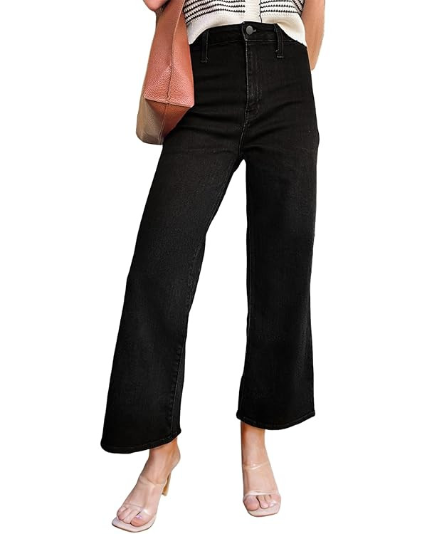 Astylish Womens High Waisted Jeans Stretchy Wide Leg Straight Trendy 2025 Summer Ankle Denim Pant... | Amazon (US)