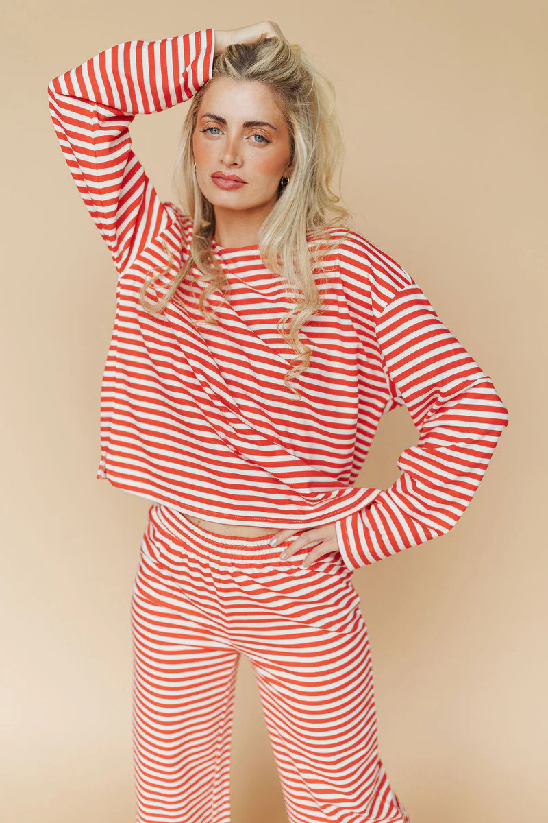 Lauren Stripe Long Sleeve in Red | Henly