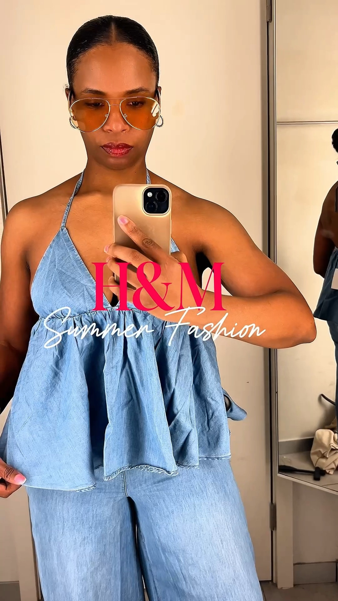 H&M Summer Fashion up to 50% off site wide 
Denim halter top
Denim pull on pants

#LTKootd #LTKvlog #LTKgrwm