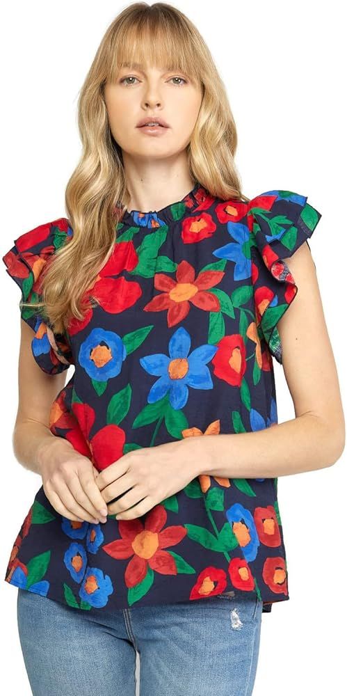 Entro Women's Floral Ruffle Details Top | Amazon (US)