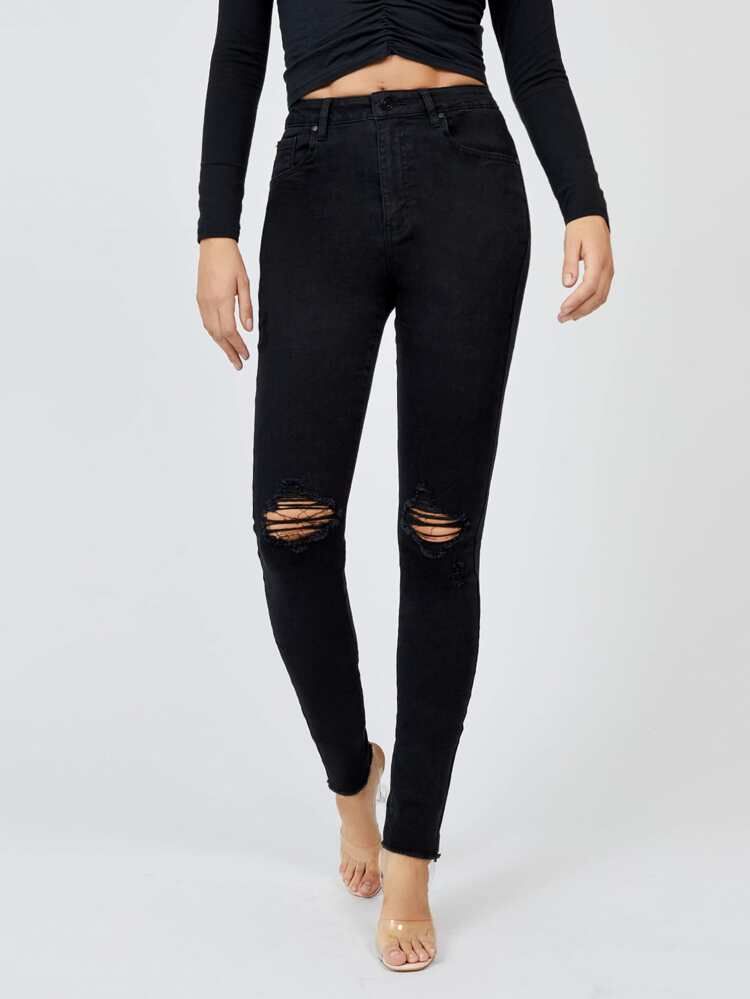 SHEIN Tall High Waisted Solid Skinny Jeans | SHEIN