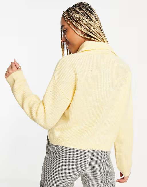 Topshop knit polo crop sweater in yellow | ASOS (Global)
