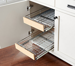 Pop-It Set of 2 Sliding Cabinet Organizers w/ Wooden Panel | QVC