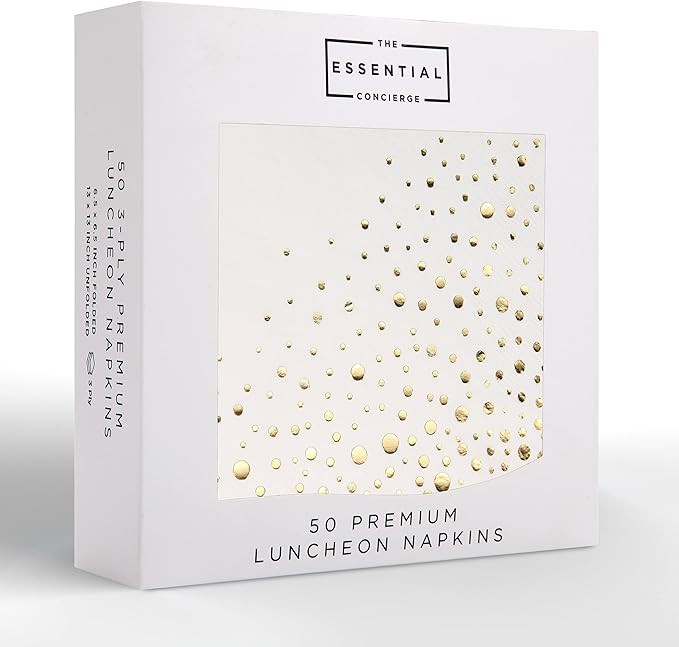 Stylish 6.5 x 6.5 Inch Gold Napkins - 50 Pack of White and Gold Lunch Napkins - Add Sparkle to Ev... | Amazon (US)