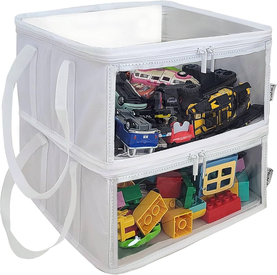 holay 2 Pack 12''x12''x6'' Storage Bins [White] 13L Capacity PVC Boxes Transparent Lid Handles - ... | Amazon (US)