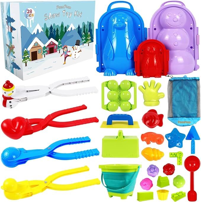 28 PCS Snow Toys, Snow Toys for Kids Outdoor, Winter Snow Toys Kit for Kids and Adults, Snowball ... | Amazon (US)