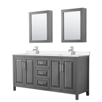 Daria 72'' Double Bathroom Vanity with Quartz Top with Mirror | Wayfair North America
