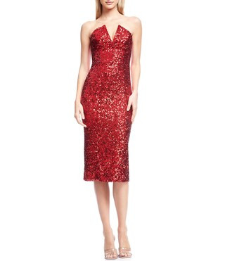 Perla Sequin V Neck Sleeveless Bodycon Midi Dress | Dillard's