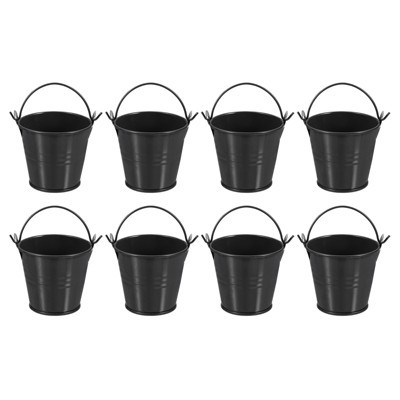Unique Bargains Party Favors Decoration Small Metal Buckets with Handle 8 Pcs 2.4"x2" Black | Target