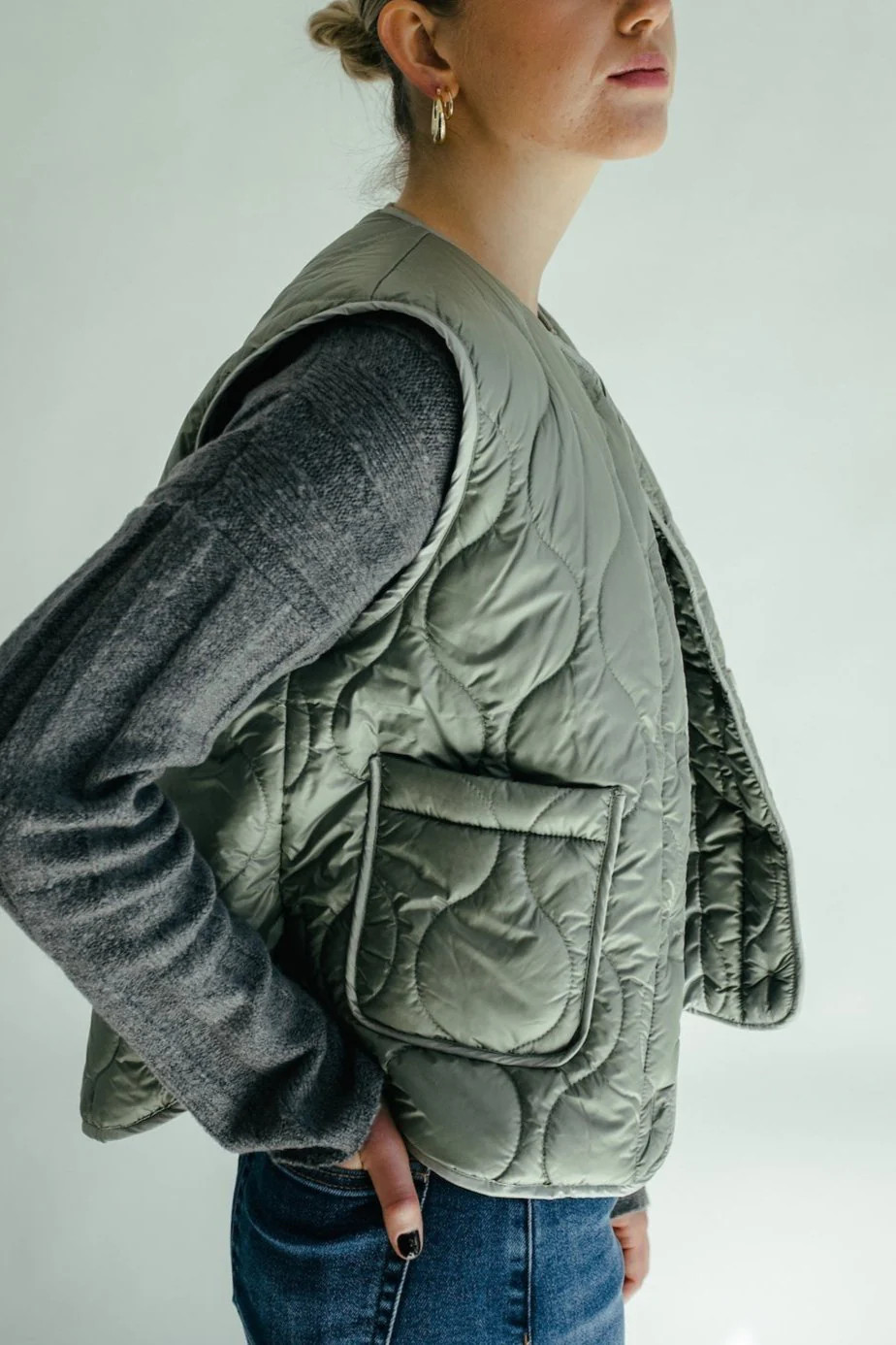 Leilani Quilted Puffer Vest - Olive | THELIFESTYLEDCO