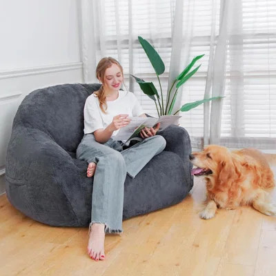 Giant Bean Bag Chair, Bean Bag Chairs for Adults with Armrests, Bean Bag Couch Stuffed | Storage | Non-Slip, Removable Bean Bag Sofa Comfy Chair for B | Wayfair North America