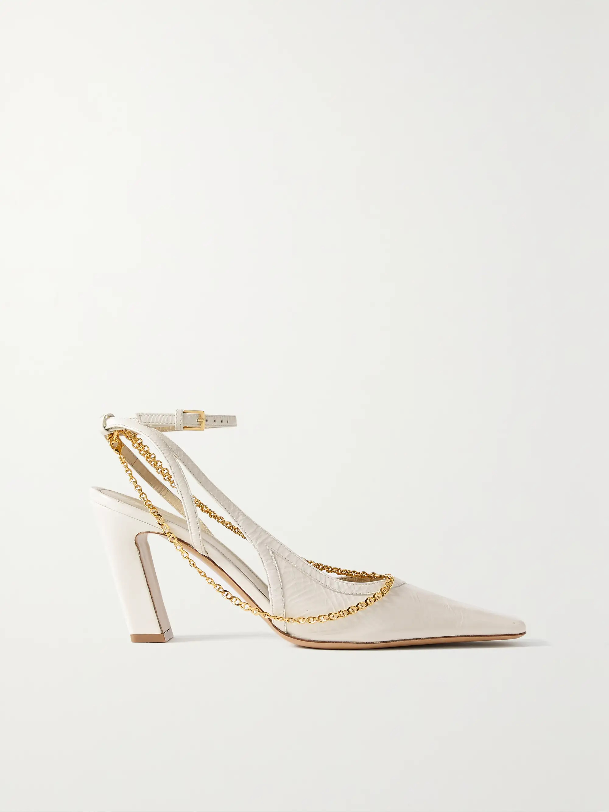 Marfa chain-embellished crinkled-leather slingback pumps | NET-A-PORTER (US)