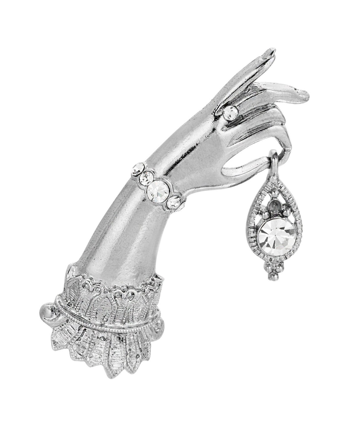 2028 Woman's Crystal Hand Pin - Silver-Tone | Macy's