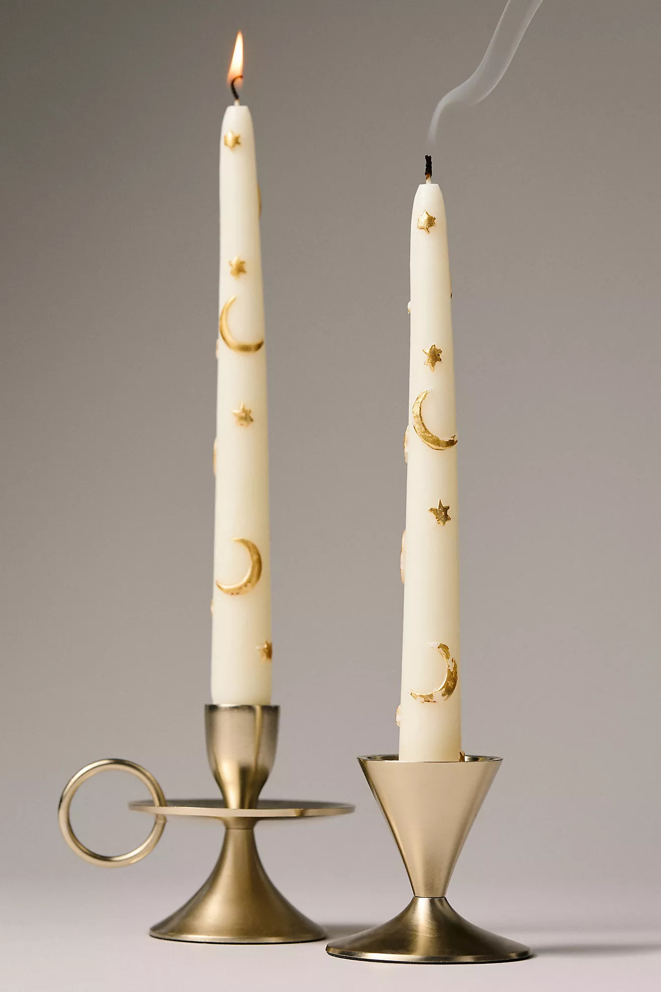 Mystic Icon Taper Candles, Set of 2: Star & Moon Edition | Anthropologie (US)