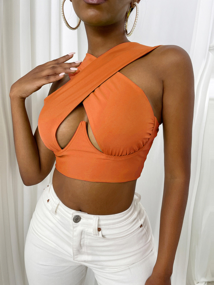 Cross Wrap Crop Tank Top | SHEIN