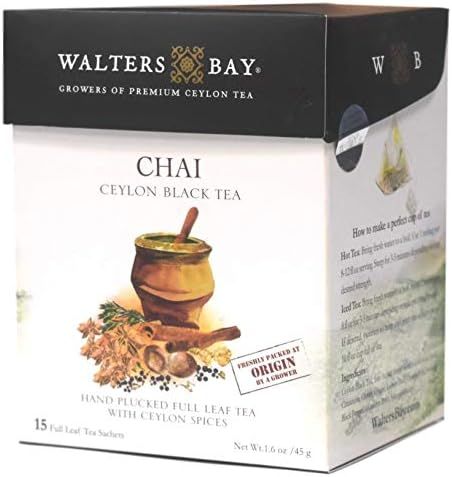 Walters Bay Chai Naturally Flavored Hand Plucked Full Leaf Tea Flip Top 15 Tea Bags | Amazon (US)
