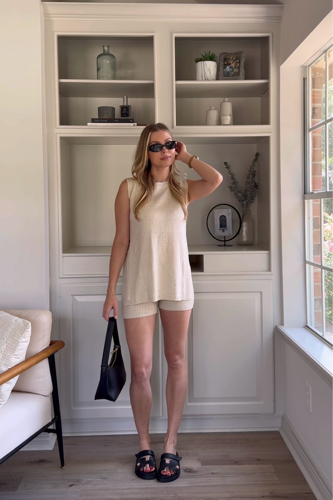 Easy & casual summer outfit - stretchy & nursing friendly btw!! I’m wearing a size S in the set, sandals run small so size up! 

#LTKSeasonal #LTKShoeCrush #LTKStyleTip