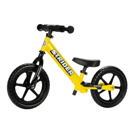 Strider 12” Sport Bike, Yellow - No Pedal Balance Bicycle for Kids 1 to 4 Years - Includes Safety Pad, Padded Seat, Mini Grips & Flat-Free Tires - Tool-Free Assembly & Adjustments | Walmart (US)