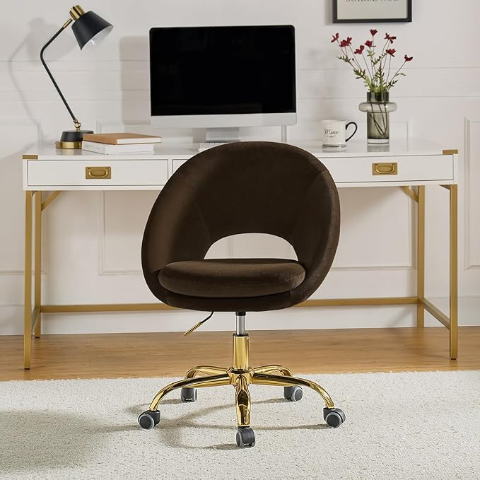 TINA'S HOME Modern Velvet Office Chair with with Adjustable Swivel, Comfy Upholstered Desk Chair ... | Amazon (US)